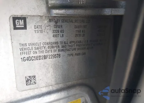 2011 Buick Lacrosse Cxl из США, поврежденный, VIN 1G4GC5ED2BF229578